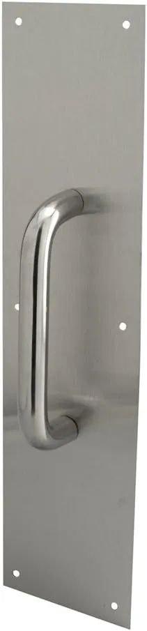 Prime-Line J 4643 4 x 16 In. Stainless Steel, Round Handle Door Pull Plate (Single Pack)