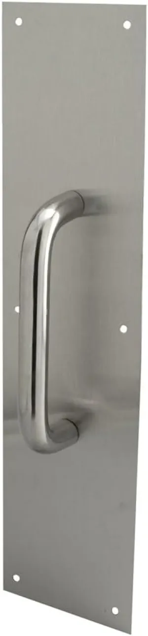 Prime-Line J 4643 4 x 16 In. Stainless Steel, Round Handle Door Pull Plate (Single Pack)