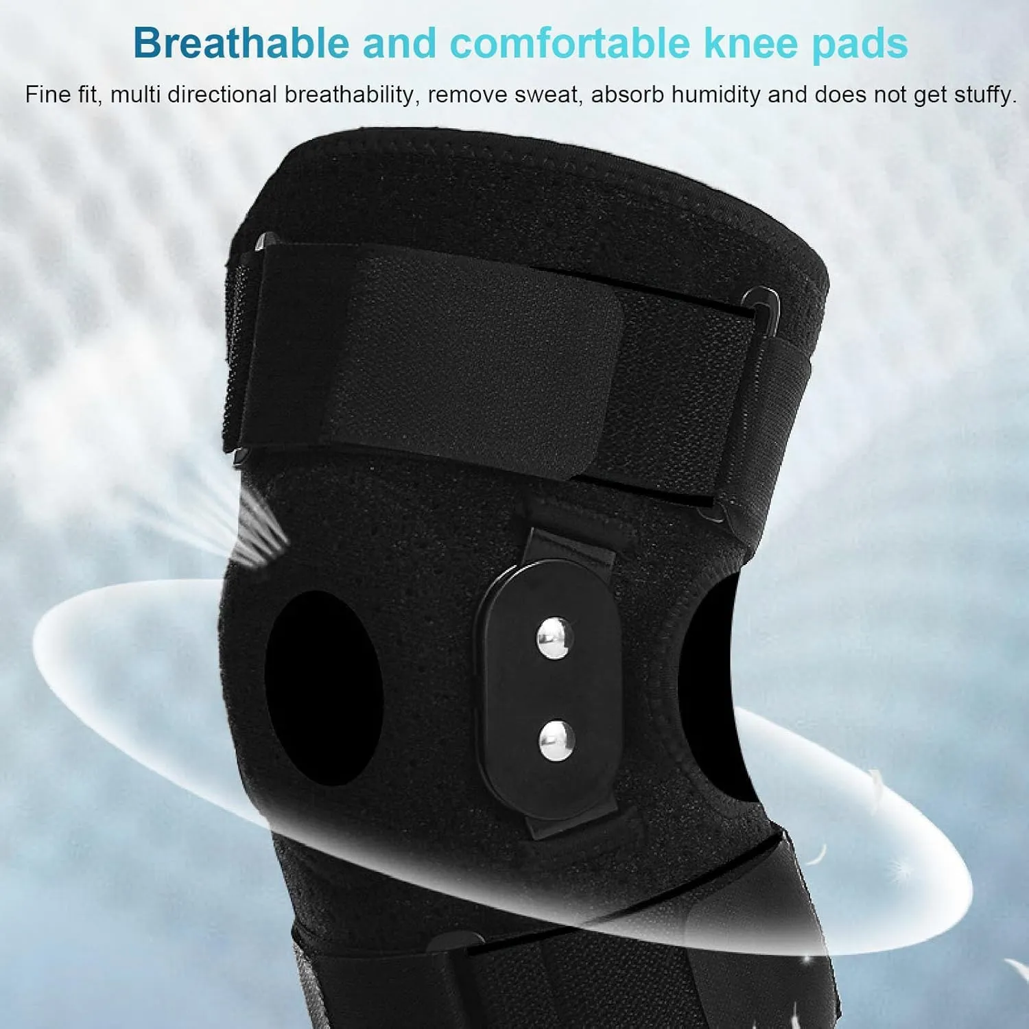 Protective Knee Pad, Breathable Shock Absorbing Foldable Aluminum Plate Knee Brace for Running Basketball Riding (Black)