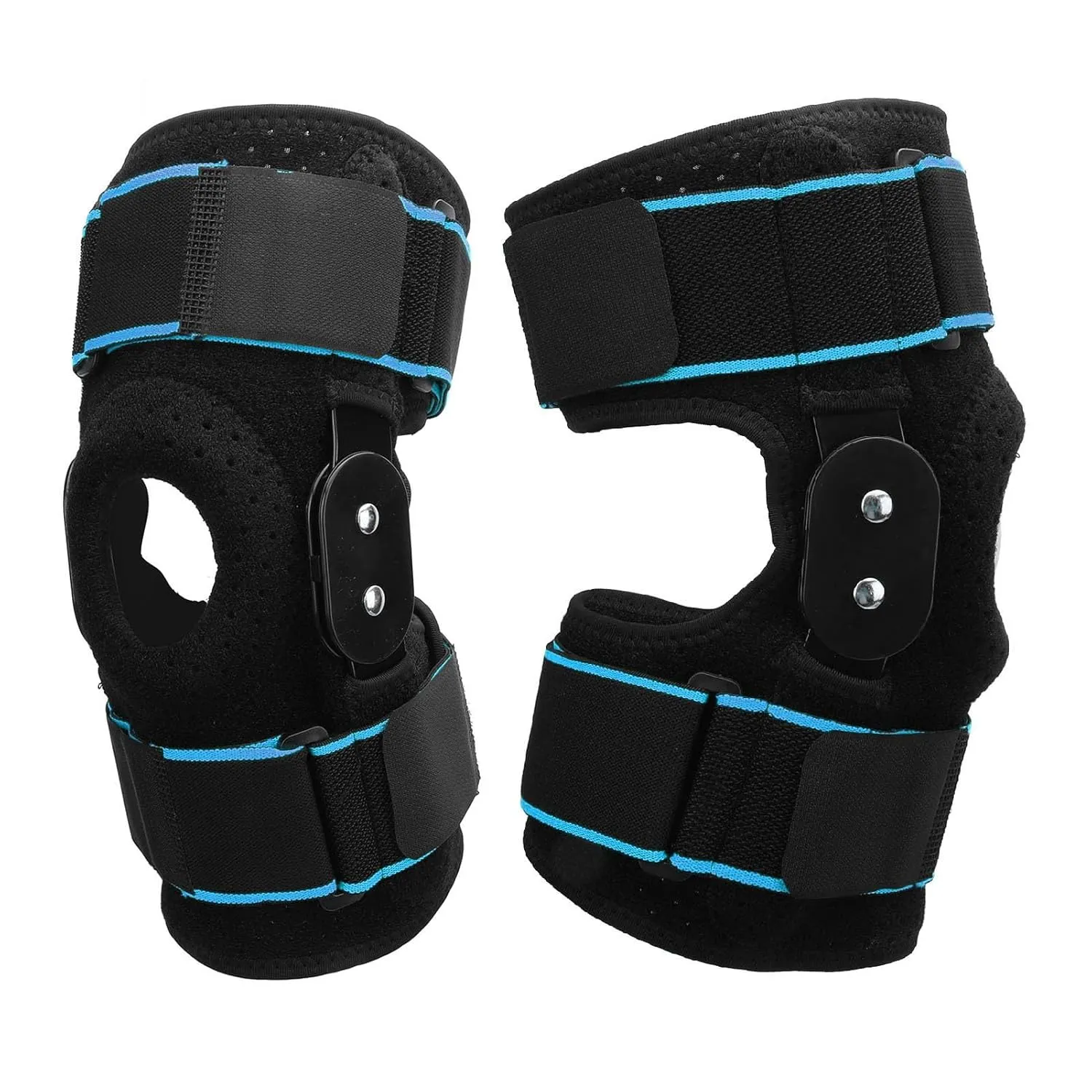 Protective Knee Pad Shock Absorbing Foldable Aluminum Plate Anti Slip Breathable Knee Brace For Running Basketball (Blue)