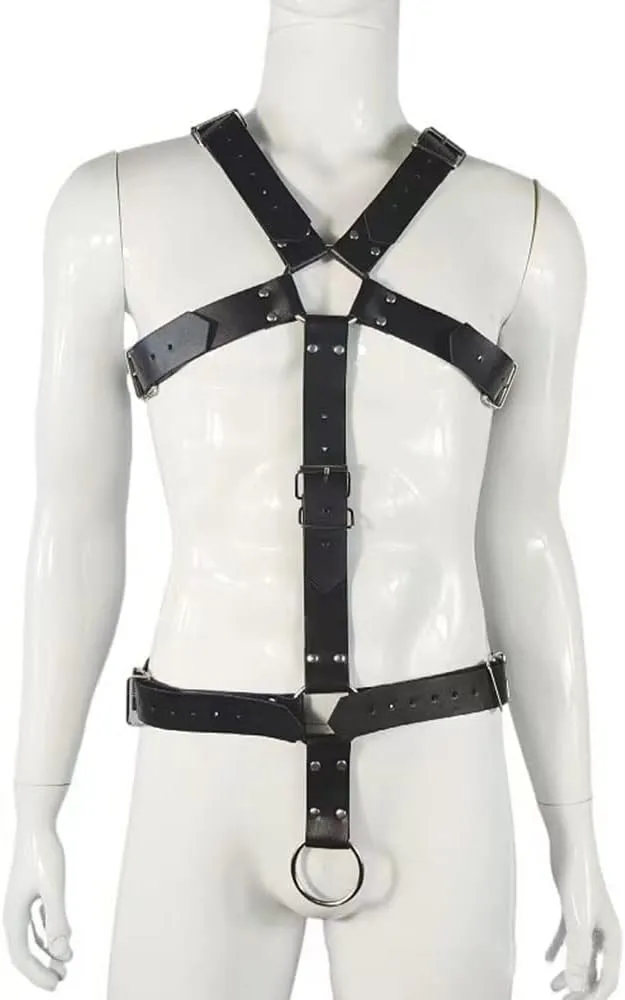 PU Leather Harness For Men Adjustable Buckle Body Chest Garter Belt Cosplay Nightclub Sexy Punk Chest Belt Clubwear