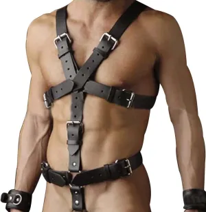 PU Leather Harness For Men Adjustable Buckle Body Chest Garter Belt Cosplay Nightclub Sexy Punk Chest Belt Clubwear