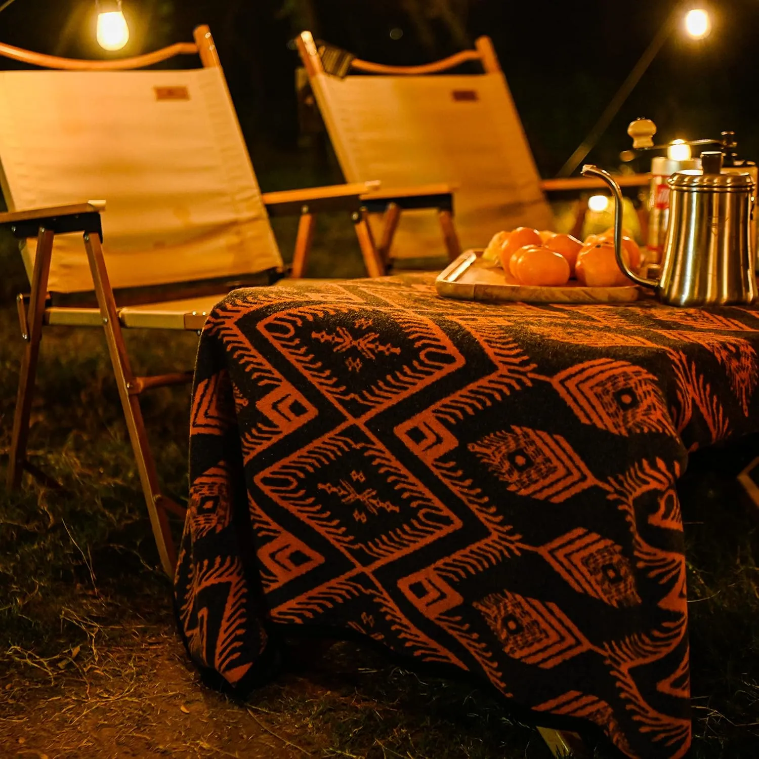 PuTian Merino Wool Blanket - 63" x 51" Bohemia Orange Great for Camping, Outdoors, Sporting Events, Survival & Emergency Kits -Super Soft Wool Blanket