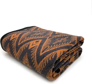 PuTian Merino Wool Blanket - 63" x 51" Bohemia Orange Great for Camping, Outdoors, Sporting Events, Survival & Emergency Kits -Super Soft Wool Blanket
