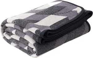 PuTian Merino Wool Blanket - Large Warm Soft Washable Camp Blanket Throw for Bed Couch Camping Outdoor Travel Emergency, Grey Geometry