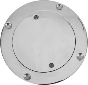 Qiilu Round Deck Plate for Yacht Marine Hardware Accessory - 4in 316 Stainless Steel Deck Cover Plate with Hole Key - Non Slip Inspection Hatch