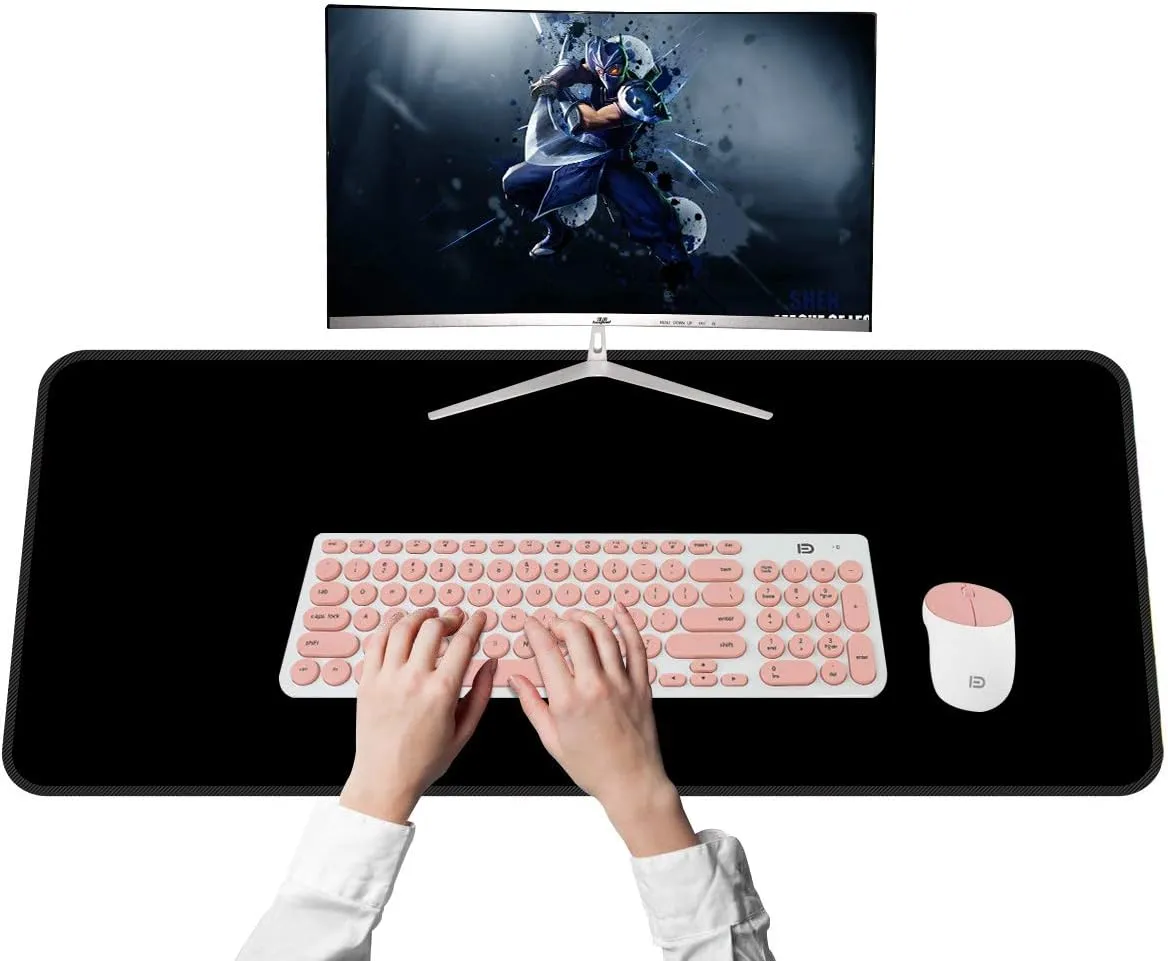 Qisan Large Gaming Mouse Pad with Nonslip Base-31.5x11.8x0.15 Inch|Extended XXL Size, Heavy|Thick, Comfy, Foldable Mat for Desktop, Laptop, Keyboard, Consoles & More (Black 3pcs)