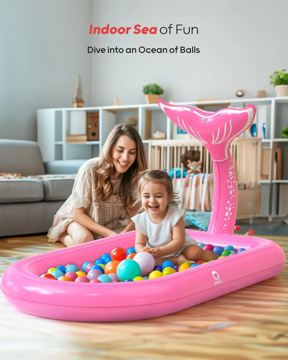 QPAU Splash Pads for Toddlers 1-3, Pink Mermaid Toy Splash Pad for Kids, Outdoor Play Mat for Babies, Inflatable Pool for Birthday Girl Gifts 1 Year Old Girl