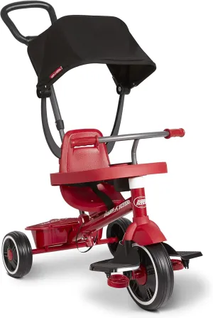 Radio Flyer Pedal & Push 4-in-1 Stroll ' N Trike®, Red Tricycle, for Toddlers Ages 1-5 (Amazon Exclusive), Toddler Bike