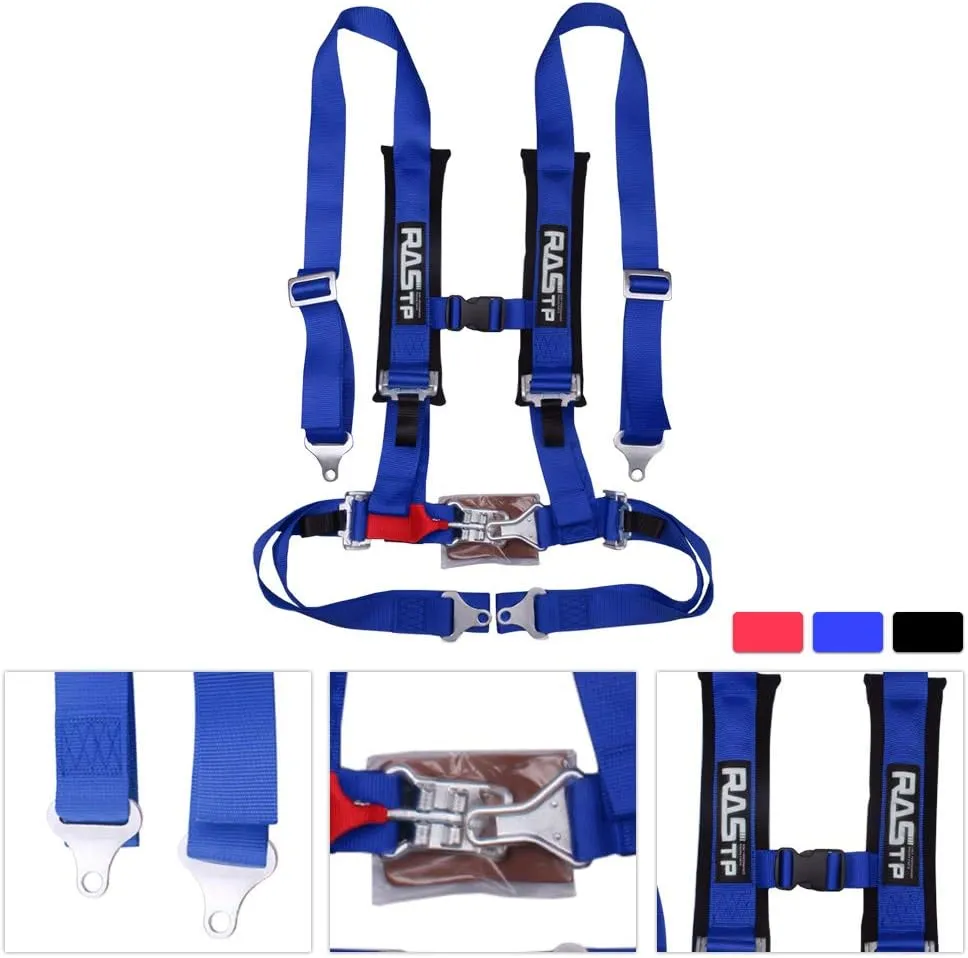 RASTP 4 Point Safety Harness Set with Ultra Comfort Heavy Duty Shoulder Pads,(Pack of 1) (Blue)