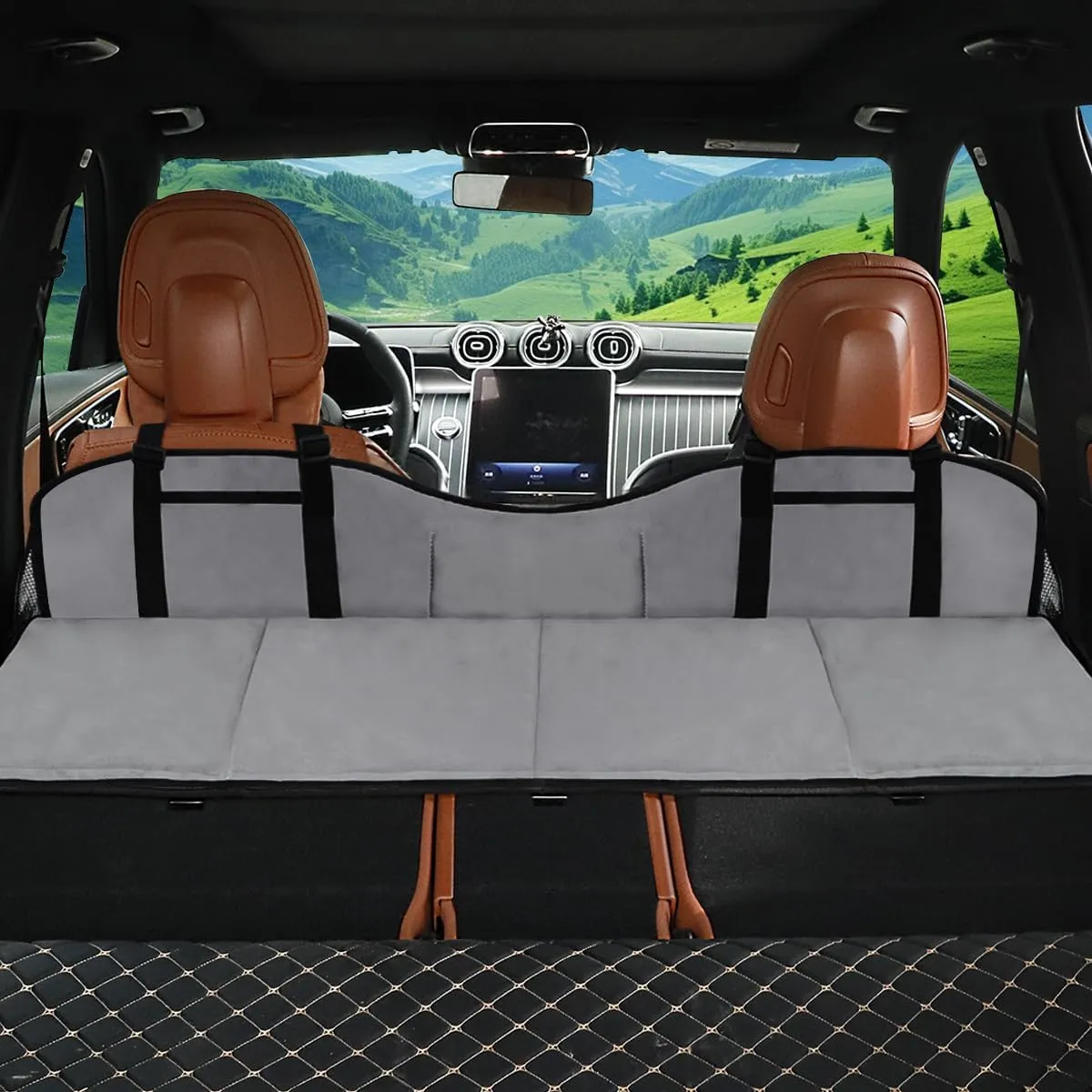 Rear Seat Mattress Extension Plate Compatible with Tesla Model Y/3,RAV4,CRV and Most Car,SUV,Foldable Car Camping Travel Mattress for Sleeping,Increase Trunk and Car Bed Camping Space (Grey)