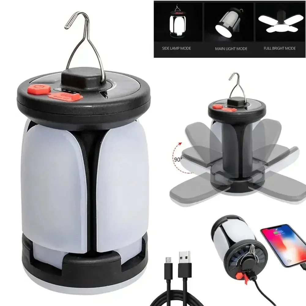Rechargeable 4500mAh 1000LM Emergency Power Bank Solar LED Camping Lantern