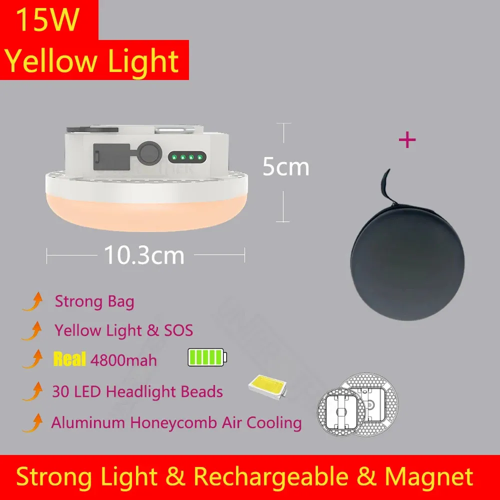 Rechargeable LED Magnetic Camping Lantern 13500mAh Portable Flashlight Floodlight Tent Lamp for Outdoor Fishing