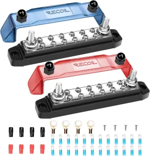 Recoil BB212P Power Distribution Block 12V 150A Dual 5/16” Studs Bus Bar Terminals Busbar for Boat Automotive Solar Wiring