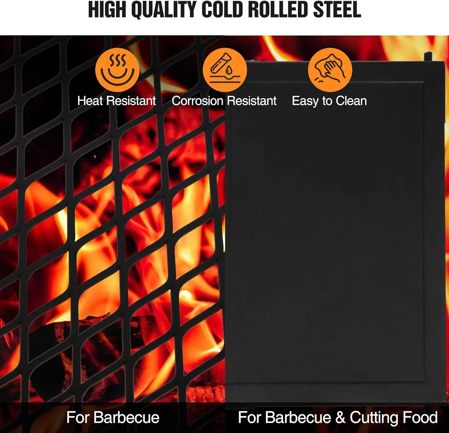 REDCAMP Folding Campfire Grill Heavy Duty Steel Grate, Portable Camp Fire Cooking Racks and Griddle for Outdoor Versatile Campfire Cooking