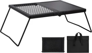 REDCAMP Folding Campfire Grill Heavy Duty Steel Grate, Portable Camp Fire Cooking Racks and Griddle for Outdoor Versatile Campfire Cooking