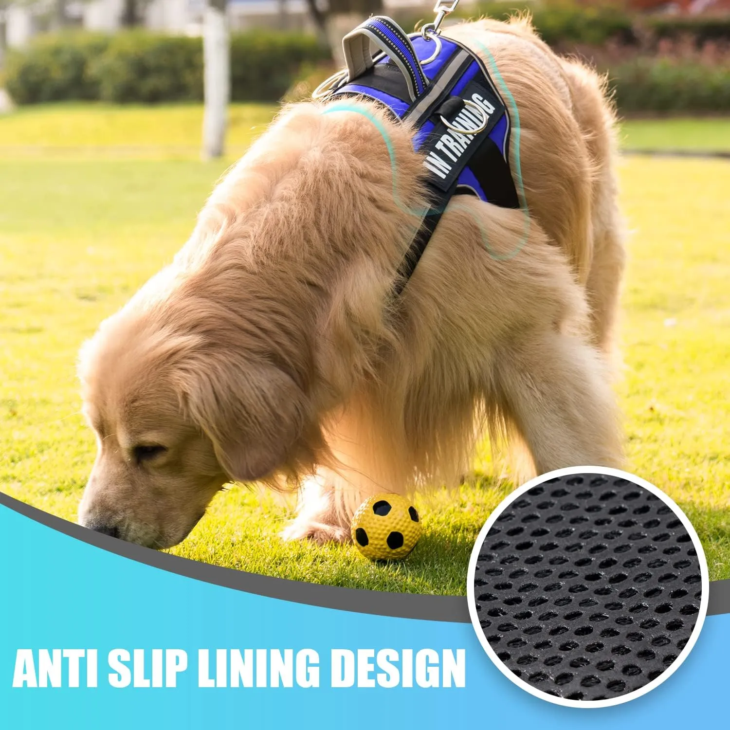 Reflective Dog Harness, Anti-Slip No Pull Dog Vest Harness with 8Pcs Dog Patches, Adjustable In Training Service Pet Harness for All Breeds, 3 Ring No-Choke Pet Oxford Vest for Small Medium Large Dogs