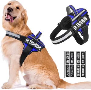 Reflective Dog Harness, Anti-Slip No Pull Dog Vest Harness with 8Pcs Dog Patches, Adjustable In Training Service Pet Harness for All Breeds, 3 Ring No-Choke Pet Oxford Vest for Small Medium Large Dogs