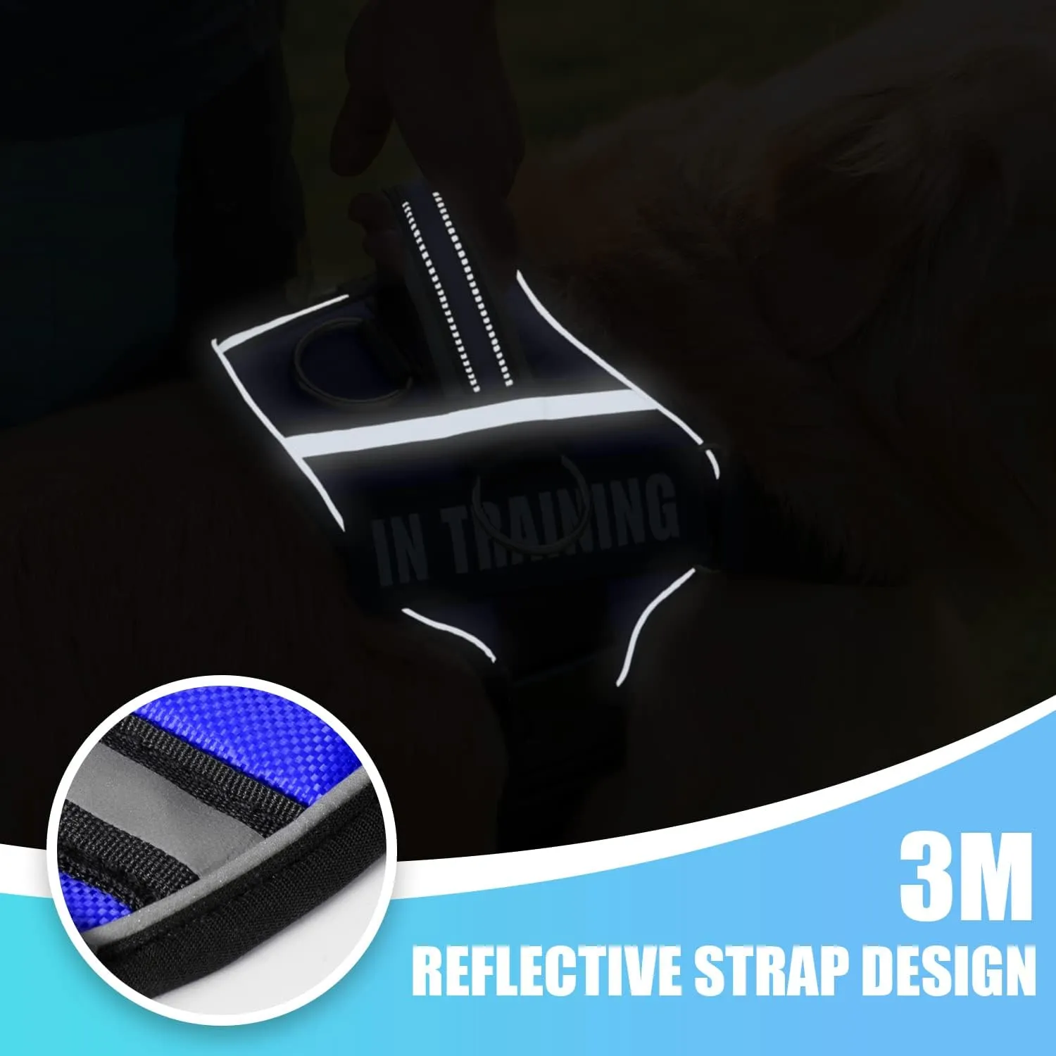 Reflective Dog Harness, Anti-Slip No Pull Dog Vest Harness with 8Pcs Dog Patches, Adjustable In Training Service Pet Harness for All Breeds, 3 Ring No-Choke Pet Oxford Vest for Small Medium Large Dogs