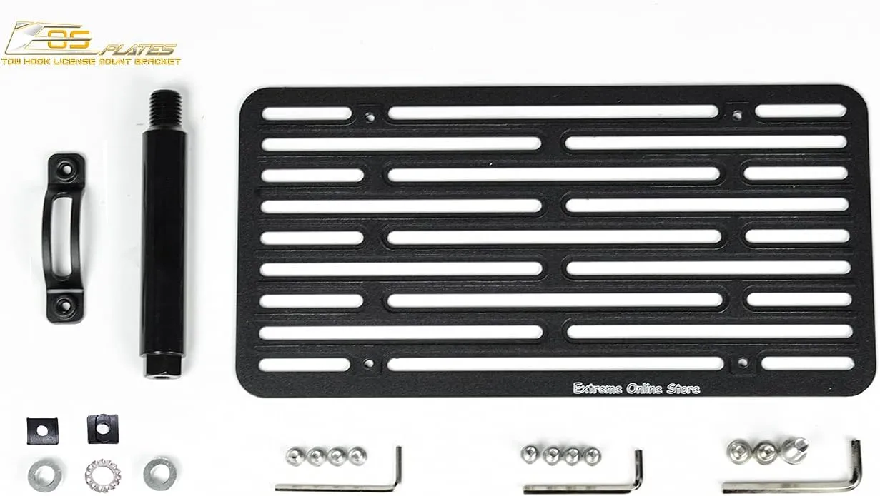 Replacement for 2015-2020 Nissan Fairlady 370Z Nismo Models | EOS Plate Version 2 Front Bumper Tow Hook License Plate Relocator Mount Bracket Tow-473-V2 (Full Size)