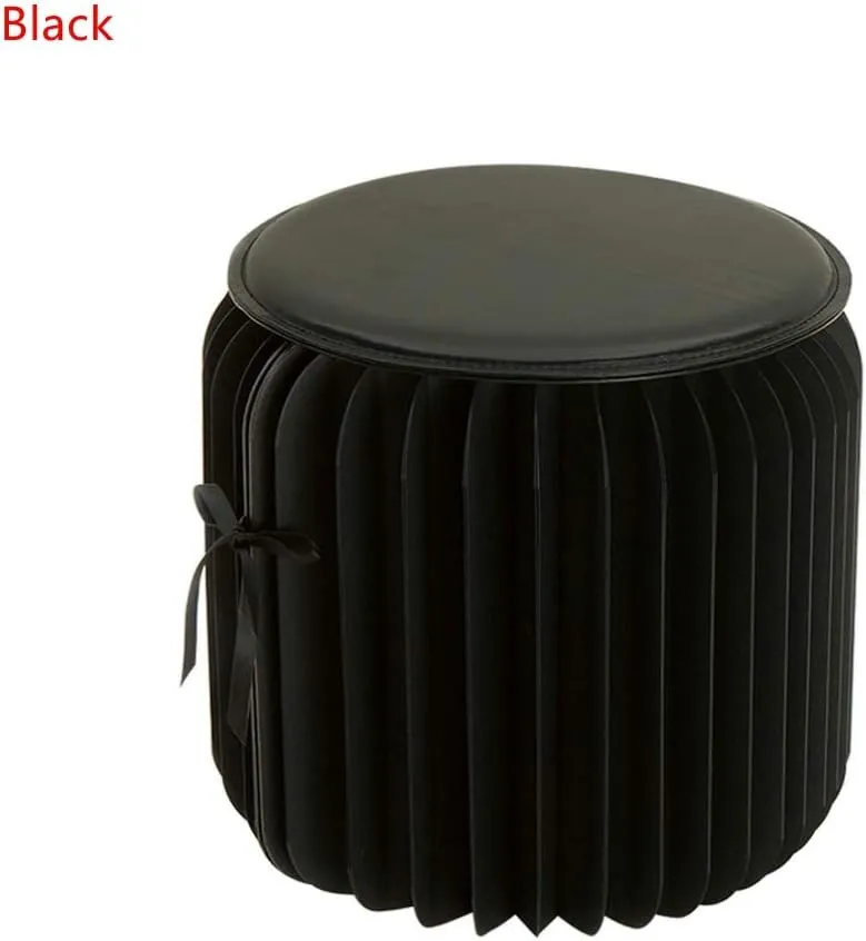 Retractable Stool Folding Chair Outdoor Stool Fishing Kraft Paper Folding Stool (Black)