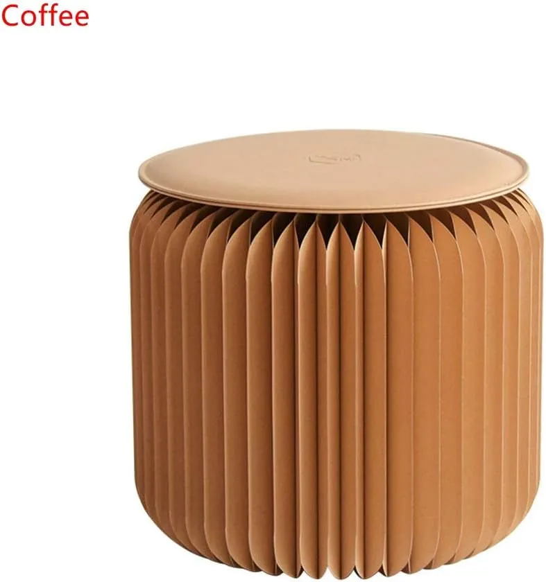 Retractable Stool Folding Chair Outdoor Stool Fishing Kraft Paper Folding Stool (Coffee)