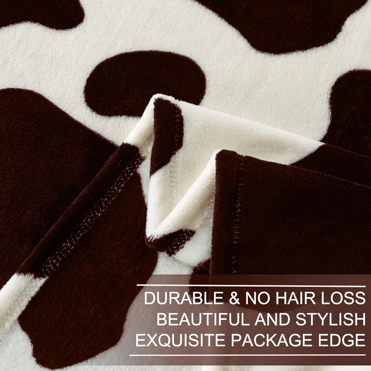 Richave Fleece Cow Print Blanket for All Season - Premium Lightweight Anti-Static Brown and Ivory King Size Blankets Plush Gift for Daughter Mom, Bedroom Decor 90" x 108"(Brown Cow)