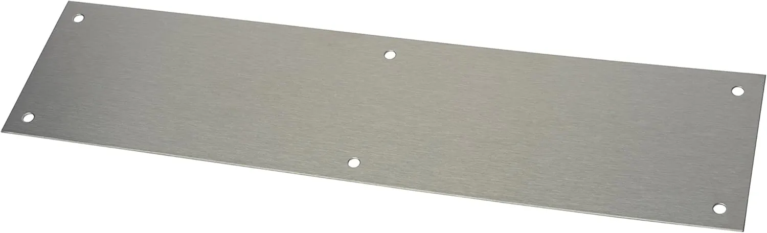 Rockwood 70A.32D Stainless Steel Standard Push Plate, Four Beveled Edges, 12" Height x 3" Width x 0.050" Thick, Satin Finish