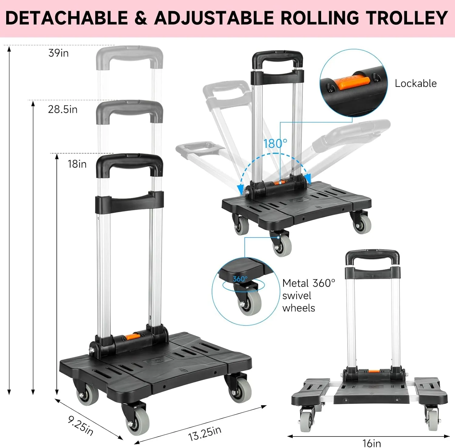 Rolling Sewing Machine Case with 4 Wheels,Sewing Machine Carrying Bag,Trolley Tote Bag Fits for Most Standard Singer,Brother,Janome Sewing Machine and Accessories,Grey