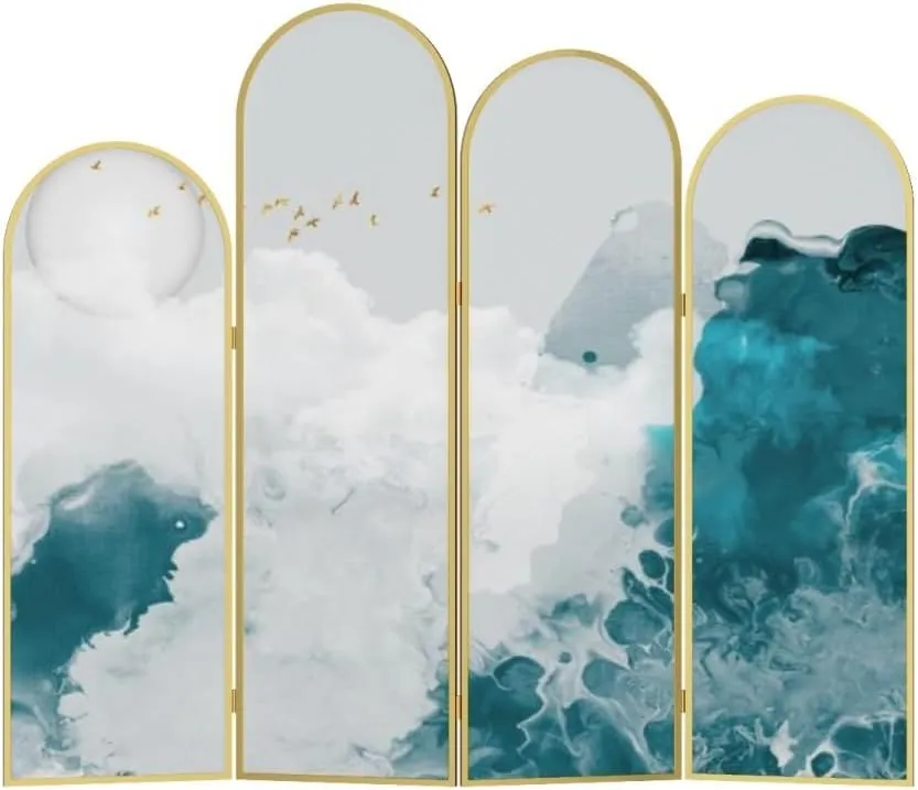 Room Dividers and Folding Privacy Screens Creative Porch Folding Plate Aluminum Alloy Screen Living Room Entrance Decoration Movable Simple Folding Screen Privacy Partition