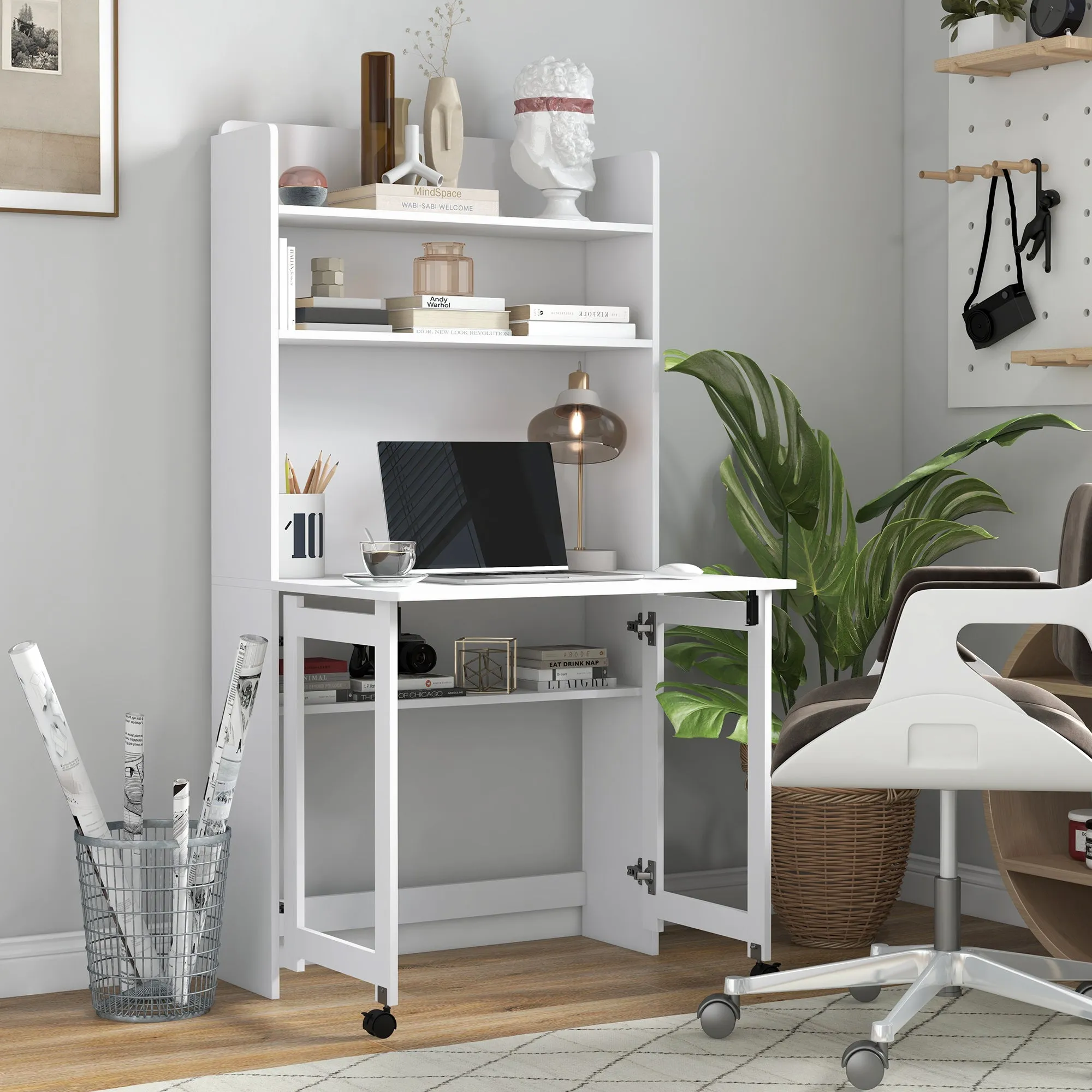 Rootz Computer Desk - Workspace Table - Compact Desk - Space-Saving Design - 80cm x 69cm x 153cm