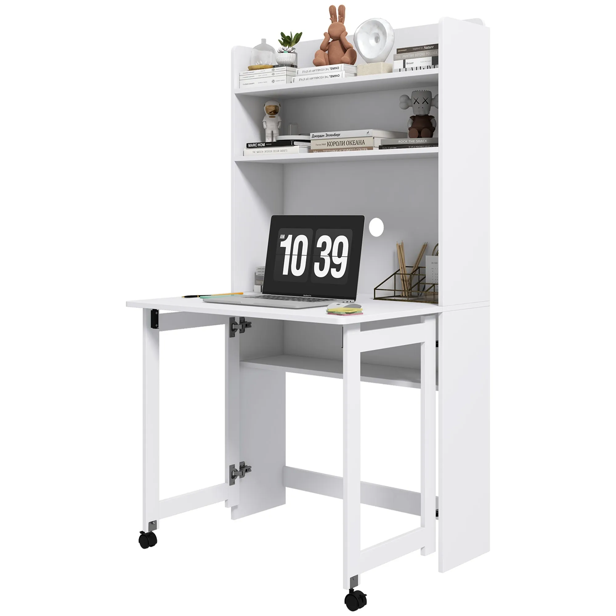 Rootz Computer Desk - Workspace Table - Compact Desk - Space-Saving Design - 80cm x 69cm x 153cm