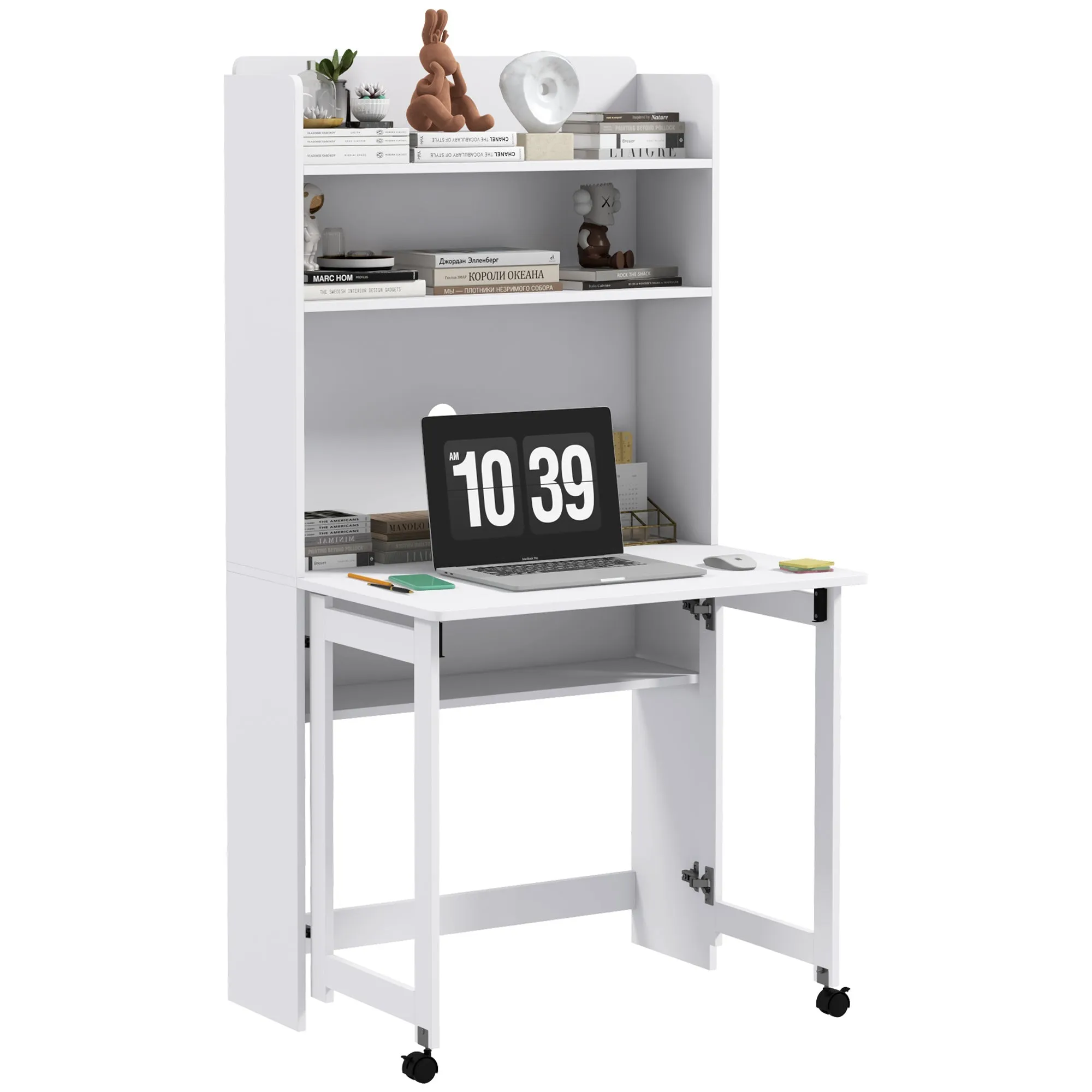Rootz Computer Desk - Workspace Table - Compact Desk - Space-Saving Design - 80cm x 69cm x 153cm