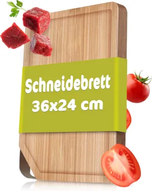 Rosle 15032 Cutting Board with Stainless Steel Handle, Wood, Natural, 36 x 24 x 2.5 cm