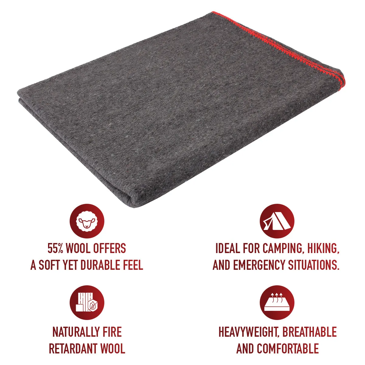 ROTHCO 66" X 90" WOOL RESCUE BLANKET - GREY