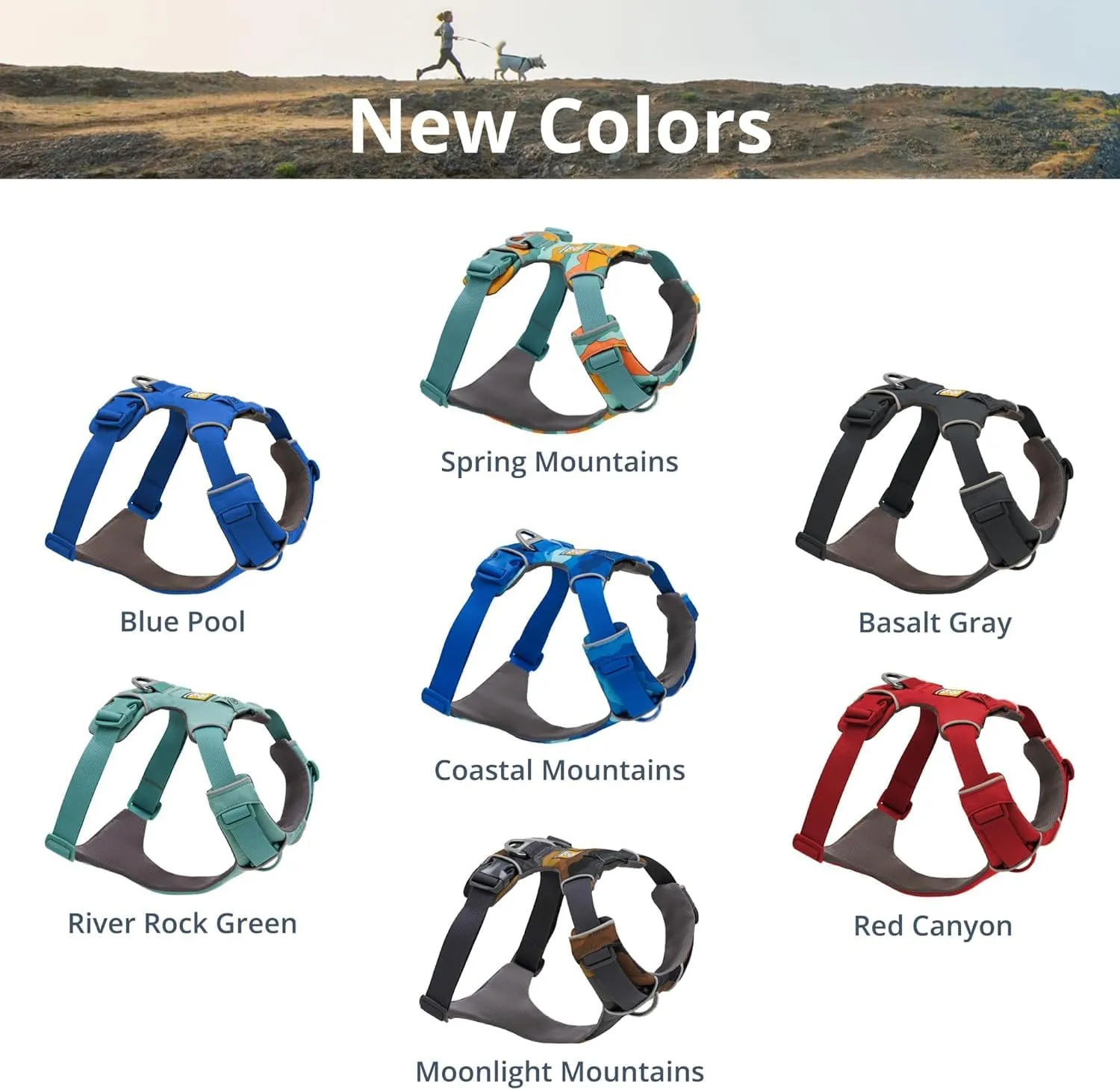 Ruffwear, Front Range Dog Harness, Reflective Soft Padded Everyday Harness with Dual Leash Clips, Adjustable and Lightweight Fit for Training or Walking for All Dogs, Basalt Gray, Medium