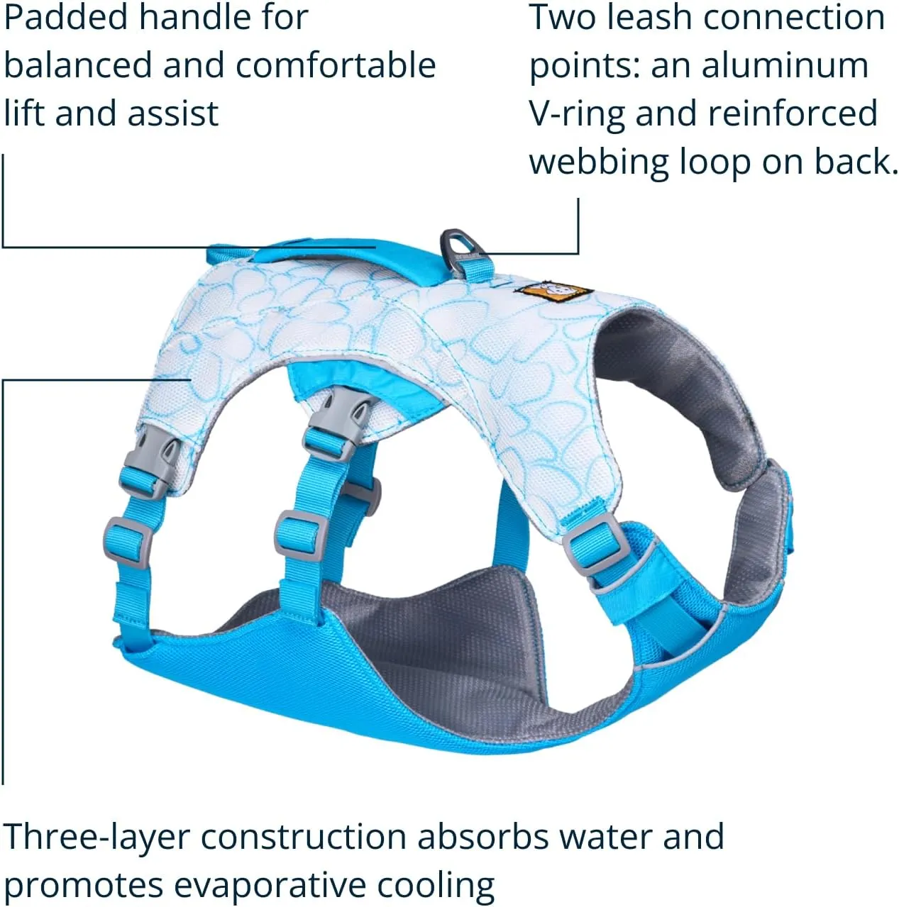 Ruffwear, Swamp Cooler Dog Harness, Lightweight with Evaporative Cooling for Hot Weather, Biolumin Blue, XX-Small