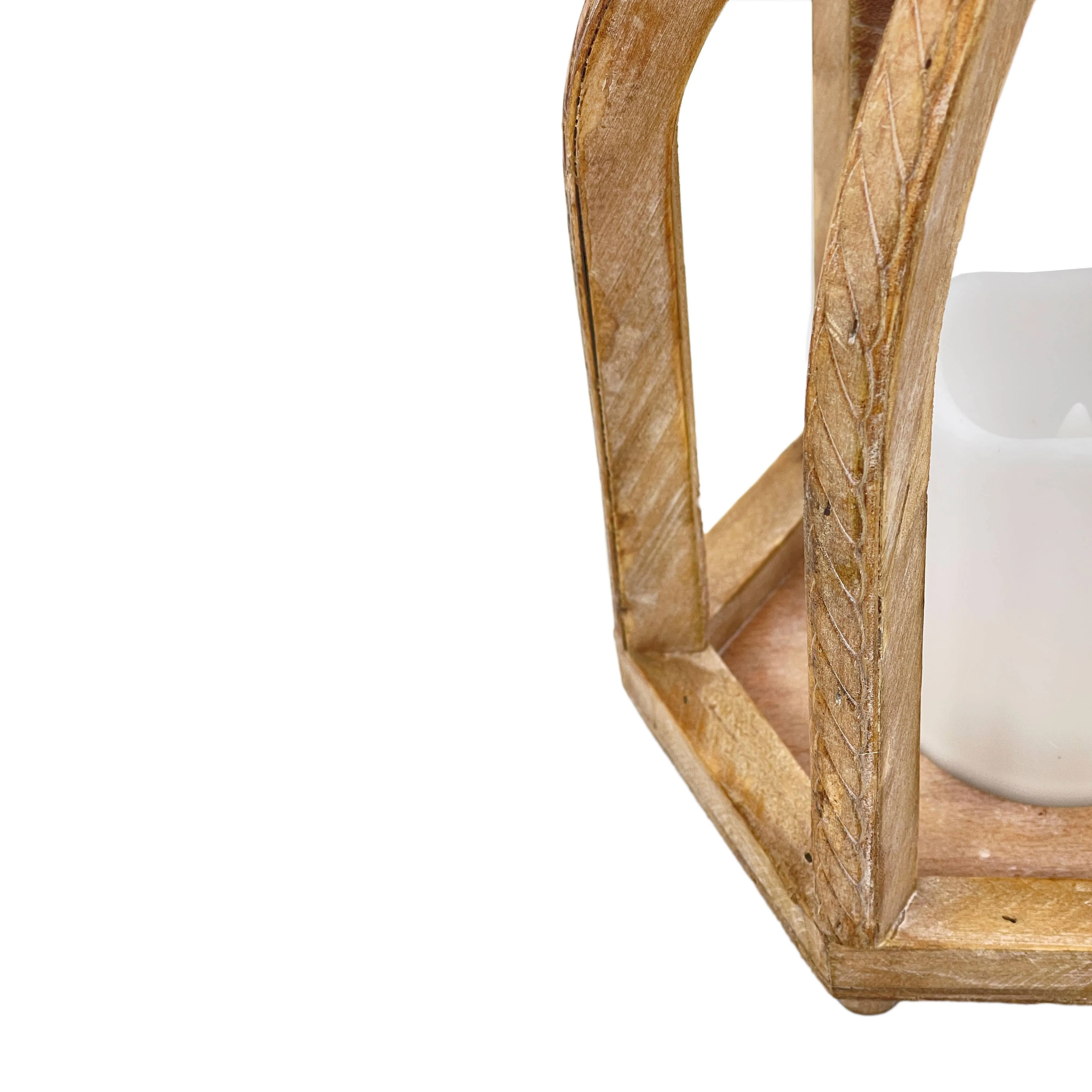Rustic Wooden Accented LED Candle Lantern