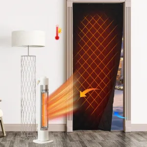 RYB HOME Thermal Insualted Door Curtain for Winter, Black Curtain Window Cover Room Dividers Noise Dampening Blanket Drafty Door for Basement Home Theater, W34 x L82 inch, 1 Panel