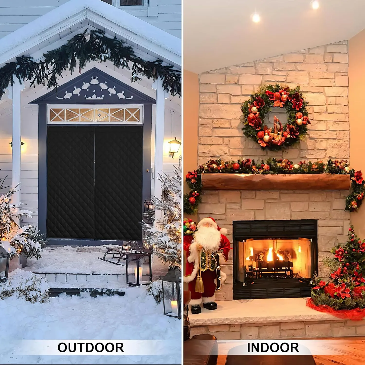 RYB HOME Thermal Insualted Door Curtain for Winter, Black Curtain Window Cover Room Dividers Noise Dampening Blanket Drafty Door for Basement Home Theater, W34 x L82 inch, 1 Panel