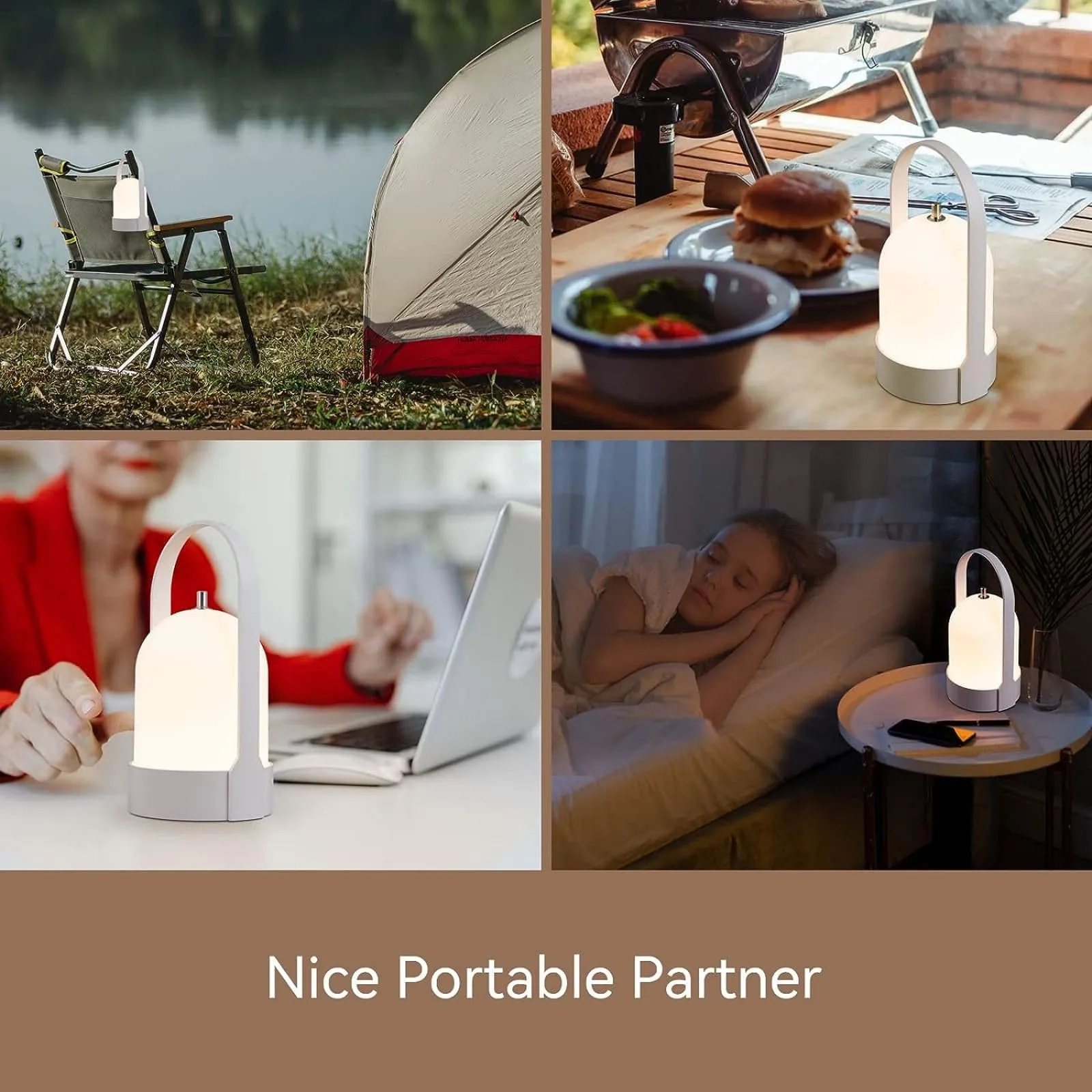 Rynx | Tubicen Portable Led Lantern - Rechargeable, Touch Dimmer, 4000Mah, White, For Camping & Home