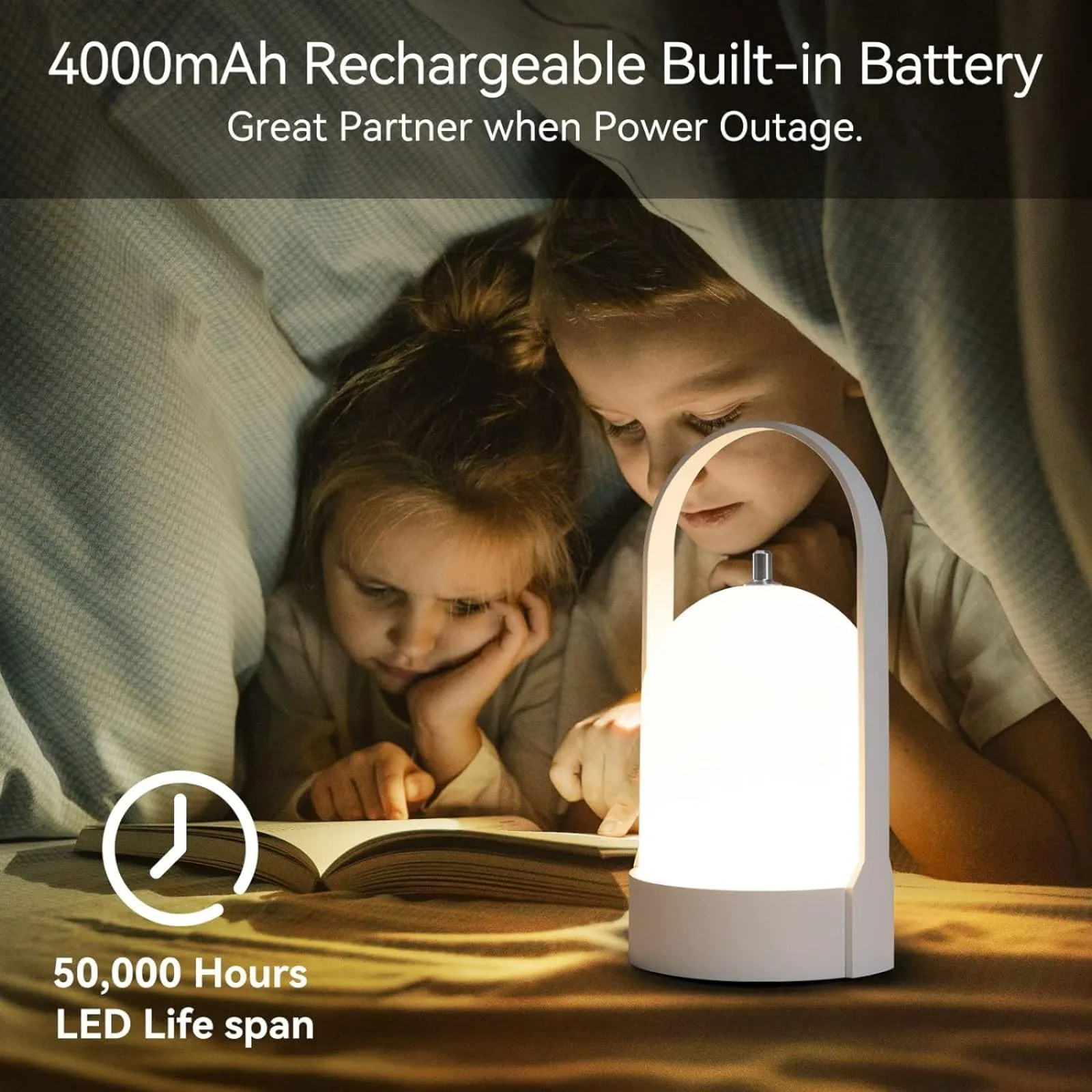Rynx | Tubicen Portable Led Lantern - Rechargeable, Touch Dimmer, 4000Mah, White, For Camping & Home