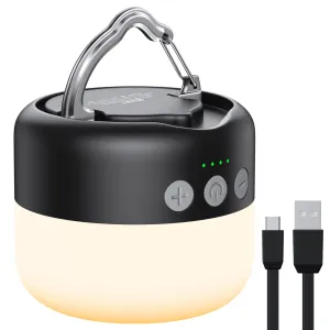 Rynx | Zmnt LED Camping Lantern Rechargeable 1000Lm, Up to 300H Runtime Camping Tent Light, 6700Mah Emergency Light for Hurricane, Power Outage, Home, Hiking, Waterproof, Black