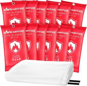 Safewayfire Emergency Fire Blanket - 12 Pack, 47'' x 47'' Fire Suppression Blanket for Kitchen, Fireproof Fiberglass Blanket for Home Safety, Swift Safe Fiberglass Fire Blankets