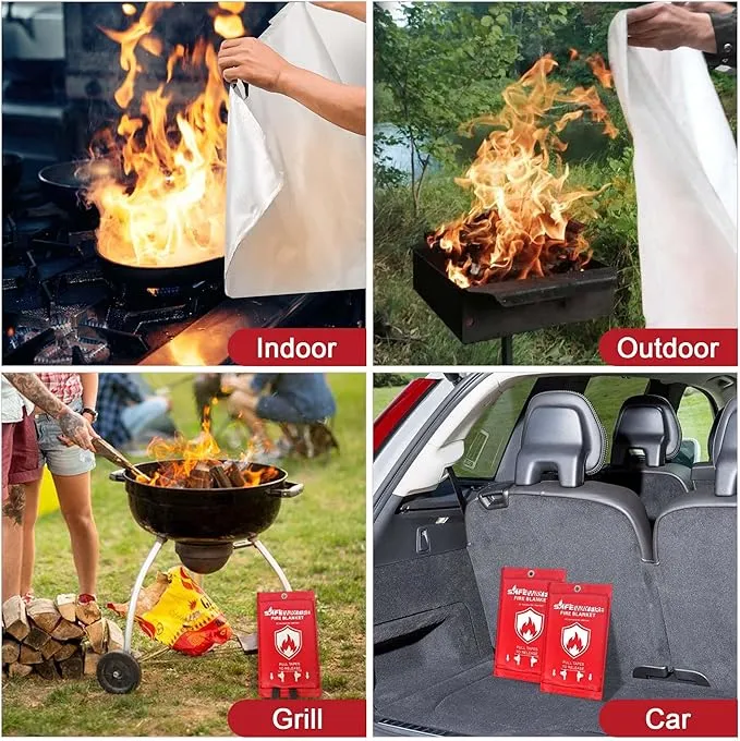Safewayfire Emergency Fire Blanket - 2 Pack - Fiberglass Fire Blanket for Home, 39.4'' x 39.4'' Fire Suppression Blanket for Kitchen