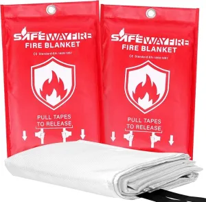 Safewayfire Emergency Fire Blanket - 2 Pack - Fiberglass Fire Blanket for Home, 39.4'' x 39.4'' Fire Suppression Blanket for Kitchen