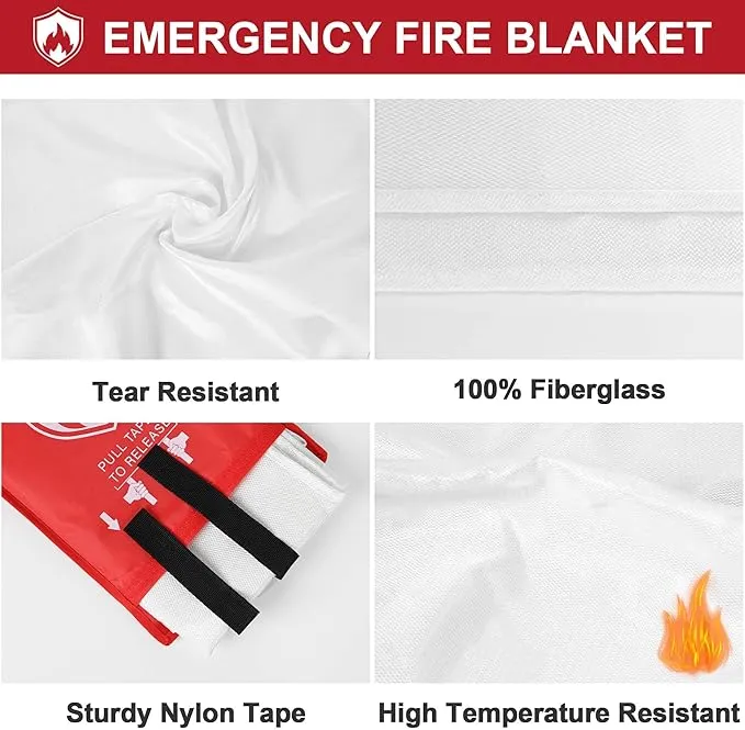 Safewayfire Emergency Fire Blanket - 2 Pack - Fiberglass Fire Blanket for Home, 39.4'' x 39.4'' Fire Suppression Blanket for Kitchen