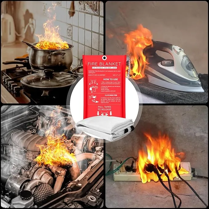 Safewayfire Emergency Fire Blanket - 6 Pack, 47'' x 71'' Fire Suppression Blanket for Kitchen, Fireproof Fiberglass Blanket for Home Safety, Swift Safe Fiberglass Fire Blankets