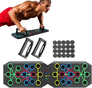 Saker Foldable Push-up Board,Home Multi functional Solid Exercise Equipment Fitness Floor Chest Muscle Exercise Professional Equipment Burn Fat Strength Training Arm Suitable for Men and Women