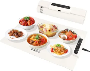 SAN LIKE Electric Warming Tray with 3 Temperature Settings,Rollable & Portable Food Warming Mat Foldable Heating Mat,Food Warmer for Parties Buffet, Family Gatherings, Holidays, Countertop